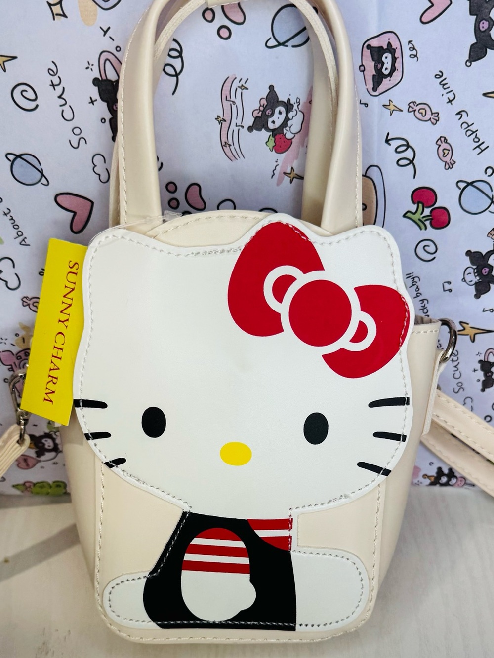 Hello Kitty Cream Mini Tote Bag with Red Bow